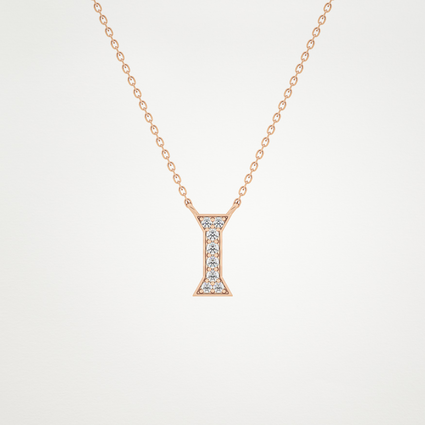 0.083 TCW Round Lab Grown Diamond I Initial Pendant Necklace