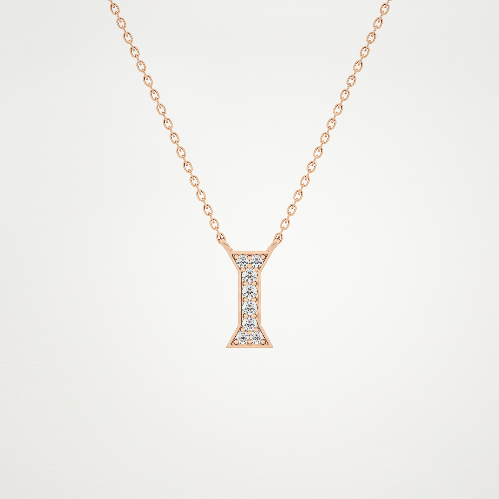 0.083 TCW Round Lab Grown Diamond I Initial Pendant Necklace