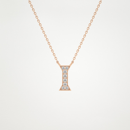 0.083 TCW Round Lab Grown Diamond I Initial Pendant Necklace