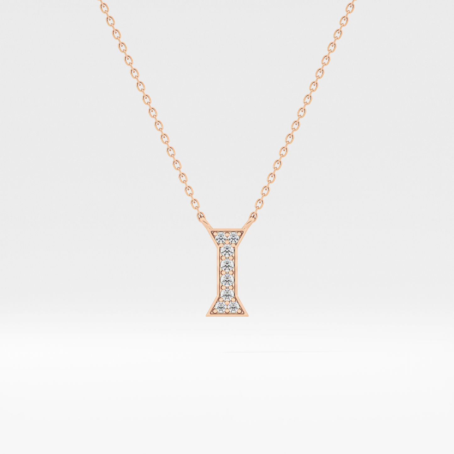 0.083 TCW Round Lab Grown Diamond I Initial Pendant Necklace