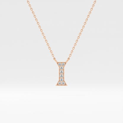 0.083 TCW Round Lab Grown Diamond I Initial Pendant Necklace