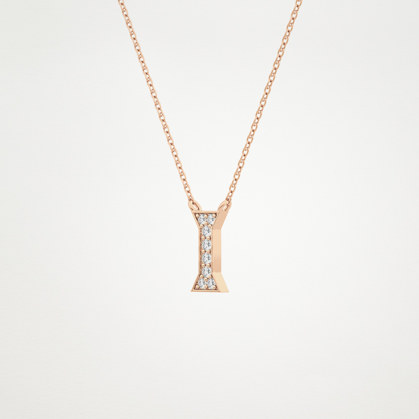 0.083 TCW Round Lab Grown Diamond I Initial Pendant Necklace
