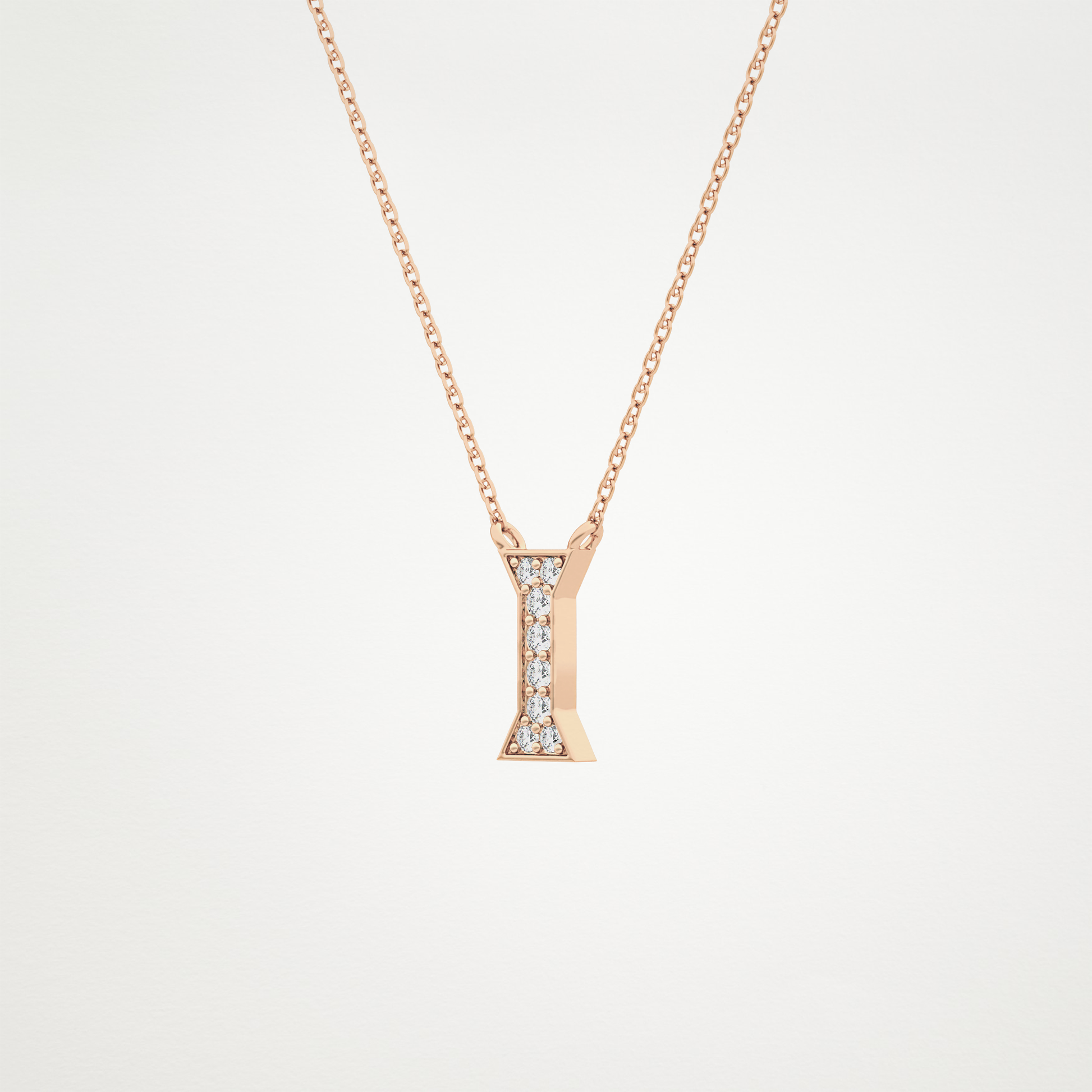 0.083 TCW Round Lab Grown Diamond I Initial Pendant Necklace