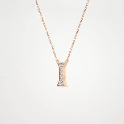 0.083 TCW Round Lab Grown Diamond I Initial Pendant Necklace