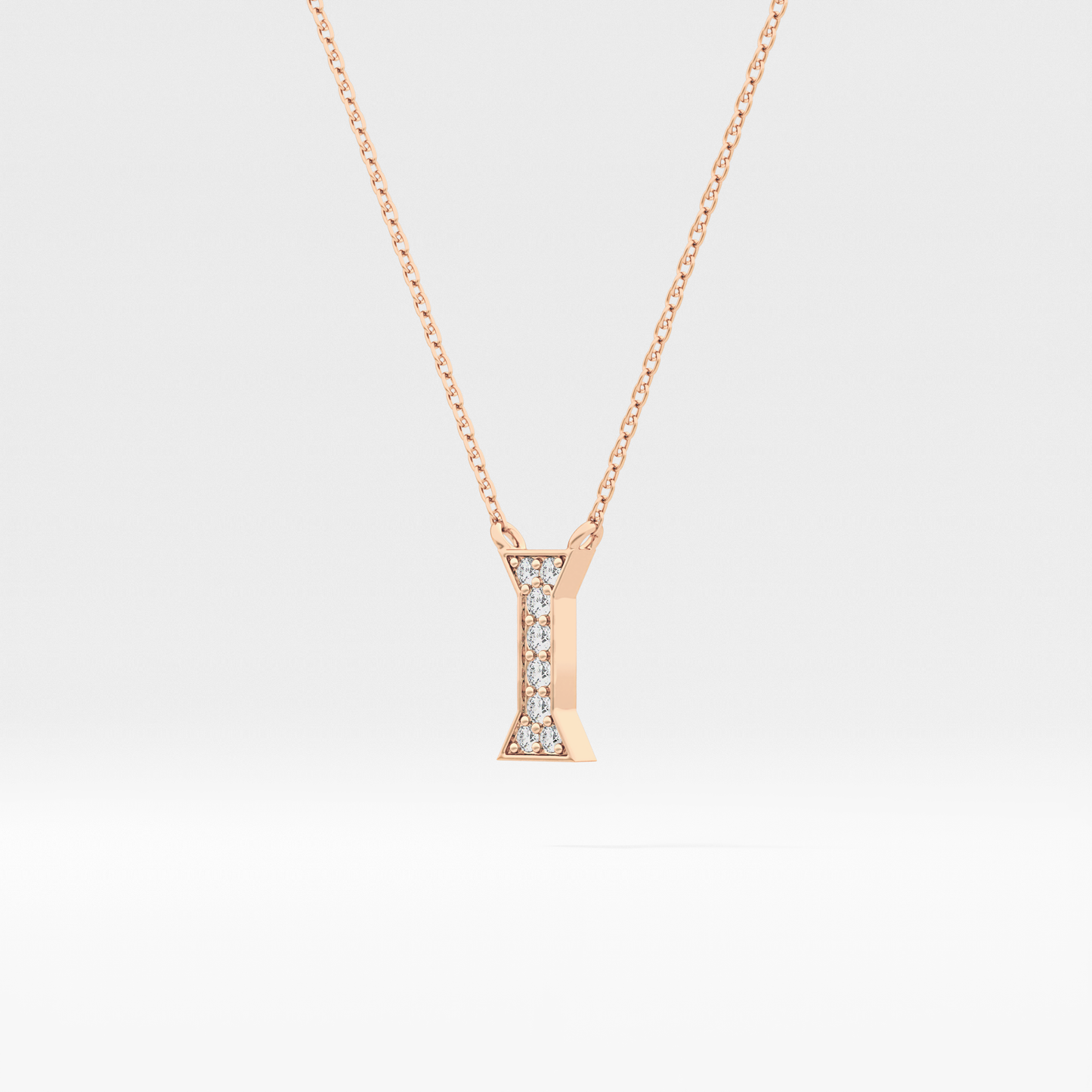 0.083 TCW Round Lab Grown Diamond I Initial Pendant Necklace