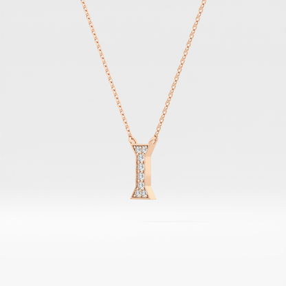 0.083 TCW Round Lab Grown Diamond I Initial Pendant Necklace