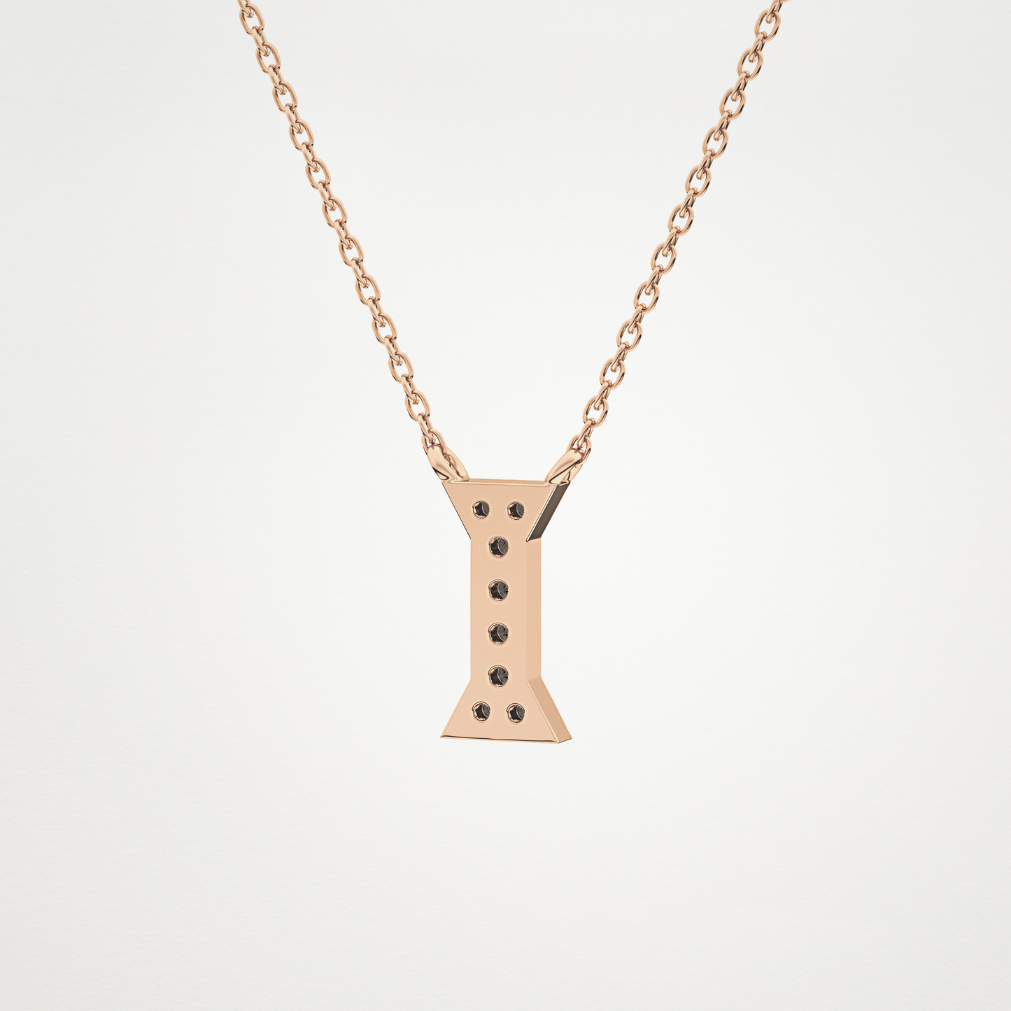 0.083 TCW Round Lab Grown Diamond I Initial Pendant Necklace
