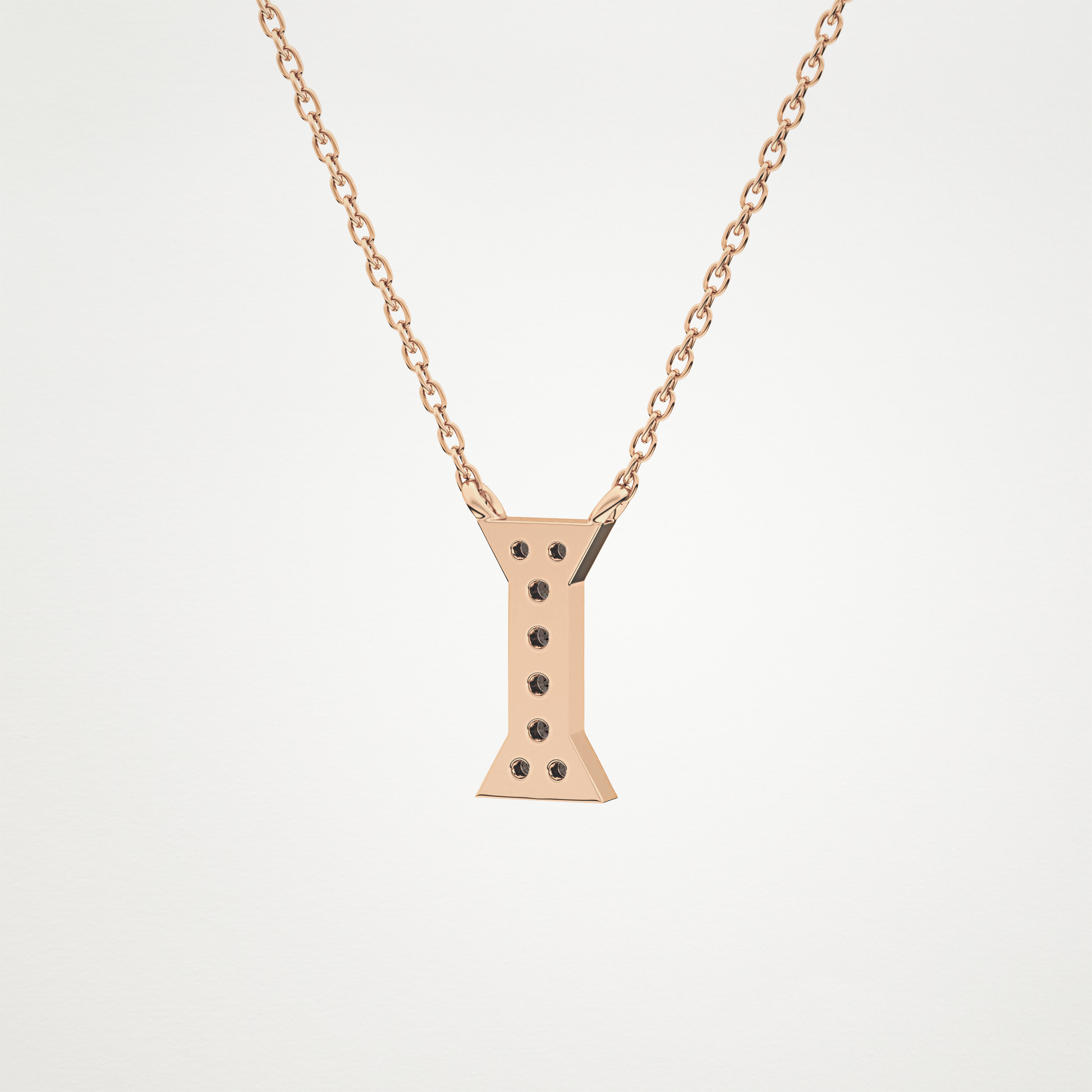 0.083 TCW Round Lab Grown Diamond I Initial Pendant Necklace