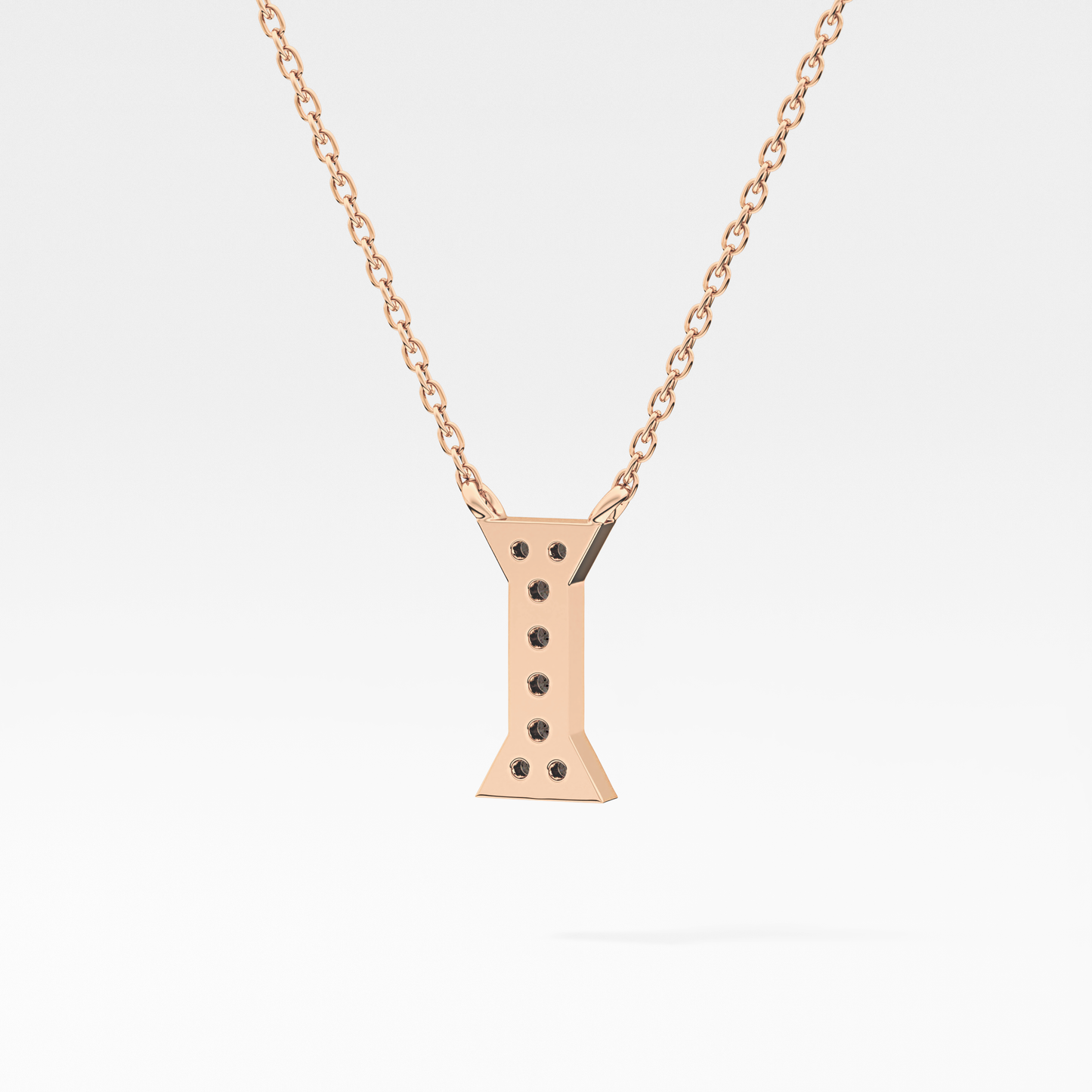 0.083 TCW Round Lab Grown Diamond I Initial Pendant Necklace