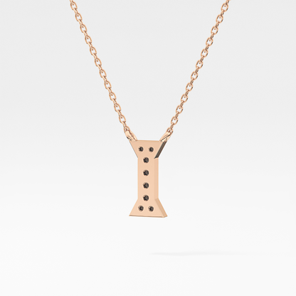 0.083 TCW Round Lab Grown Diamond I Initial Pendant Necklace