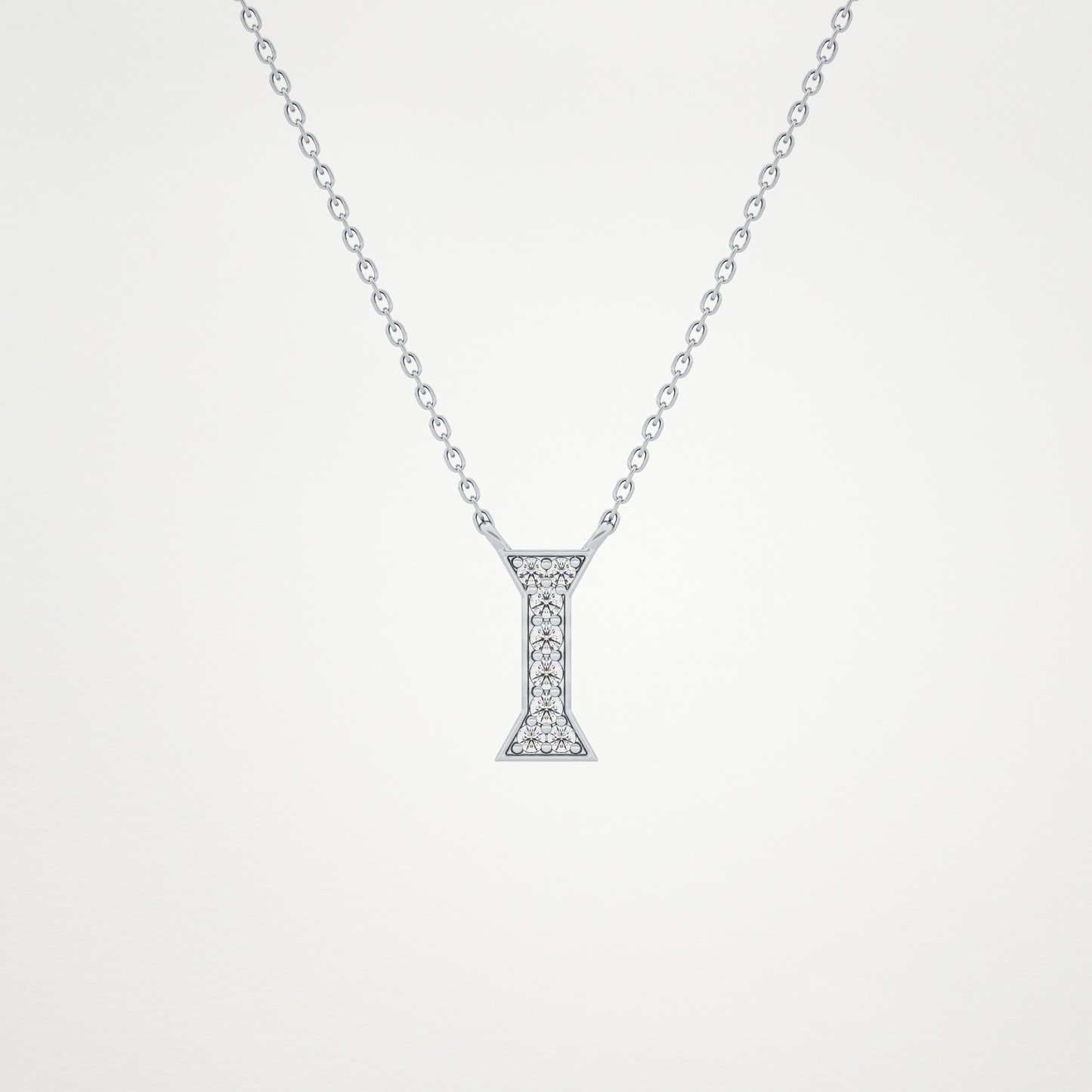 0.083 TCW Round Lab Grown Diamond I Initial Pendant Necklace