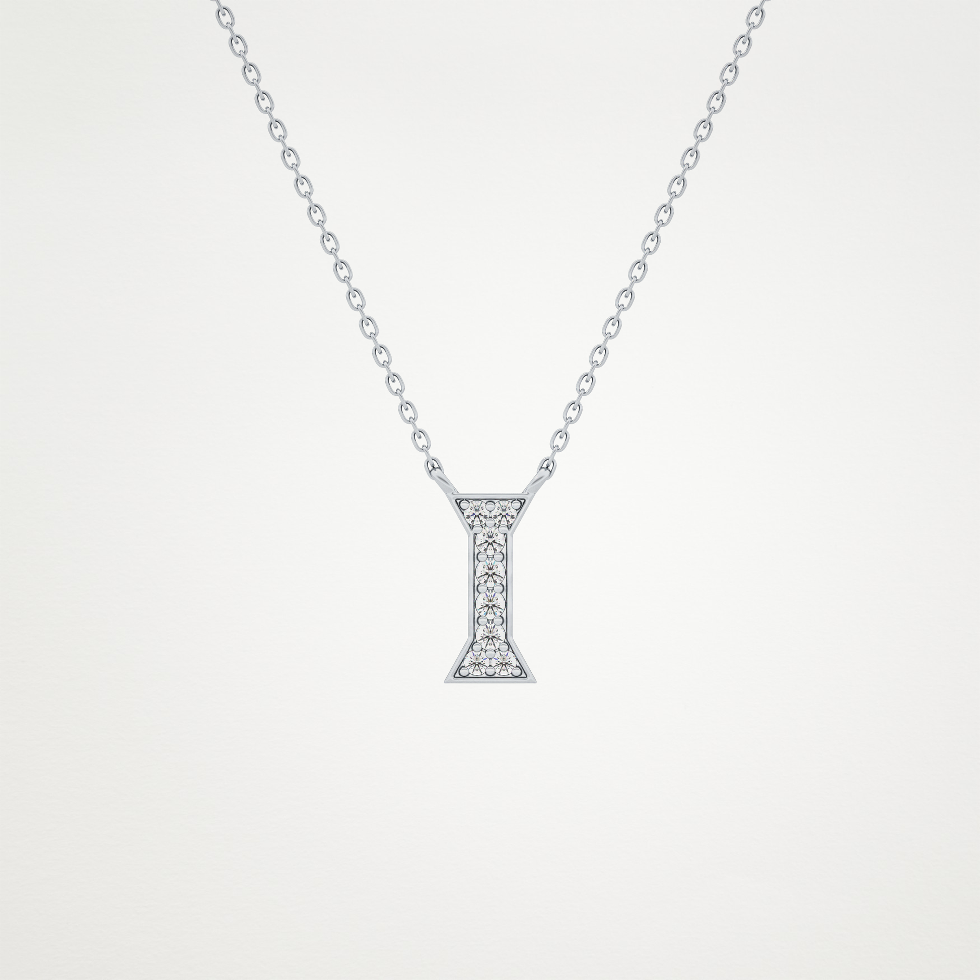 0.083 TCW Round Lab Grown Diamond I Initial Pendant Necklace