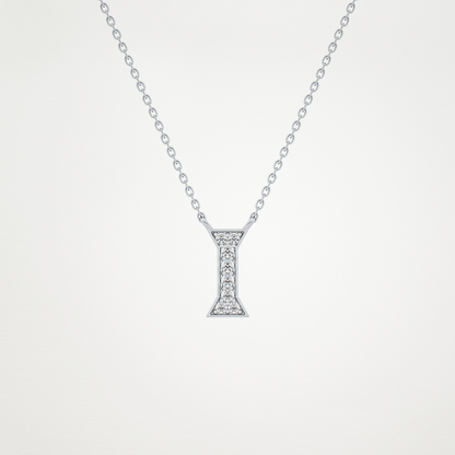 0.083 TCW Round Lab Grown Diamond I Initial Pendant Necklace