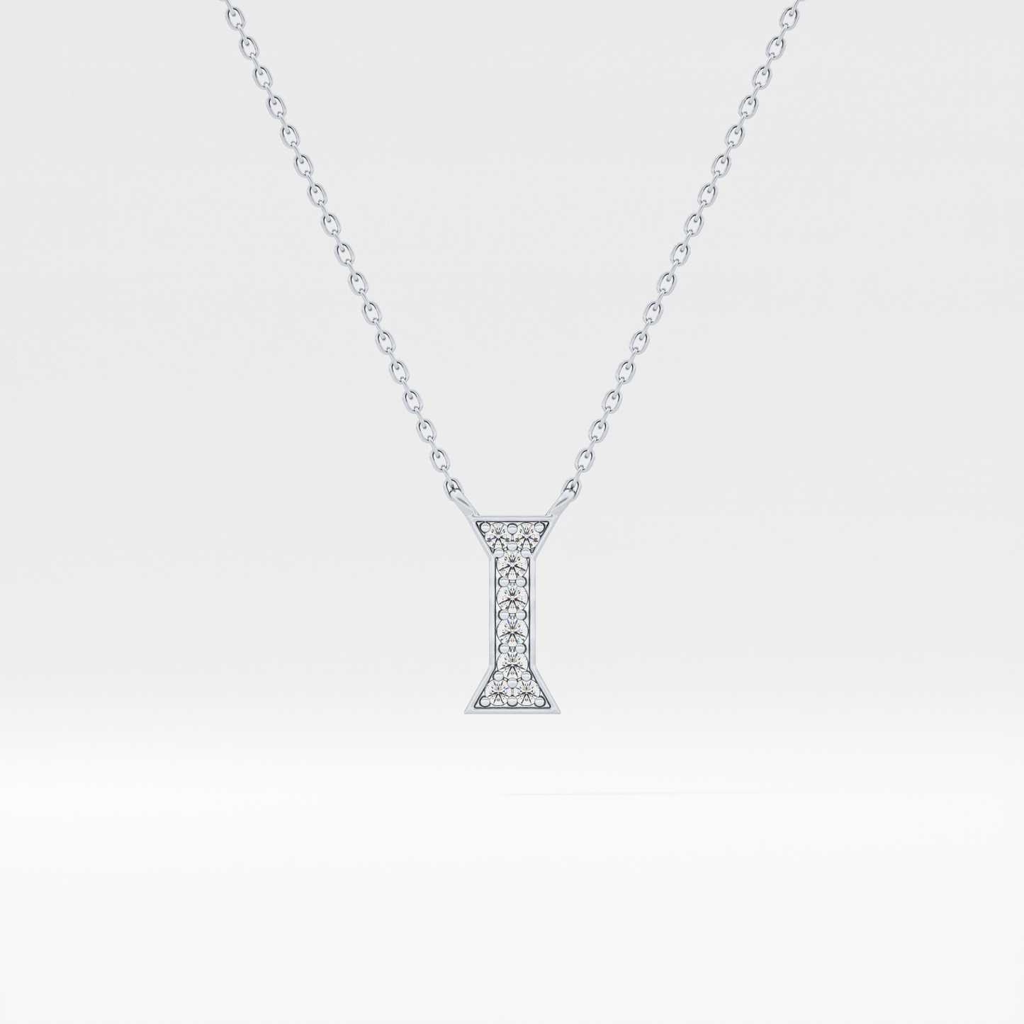 0.083 TCW Round Lab Grown Diamond I Initial Pendant Necklace