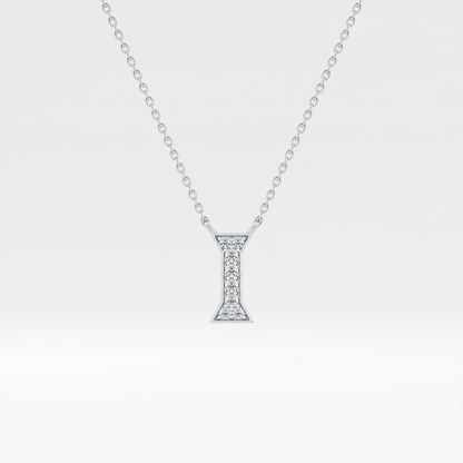 0.083 TCW Round Lab Grown Diamond I Initial Pendant Necklace