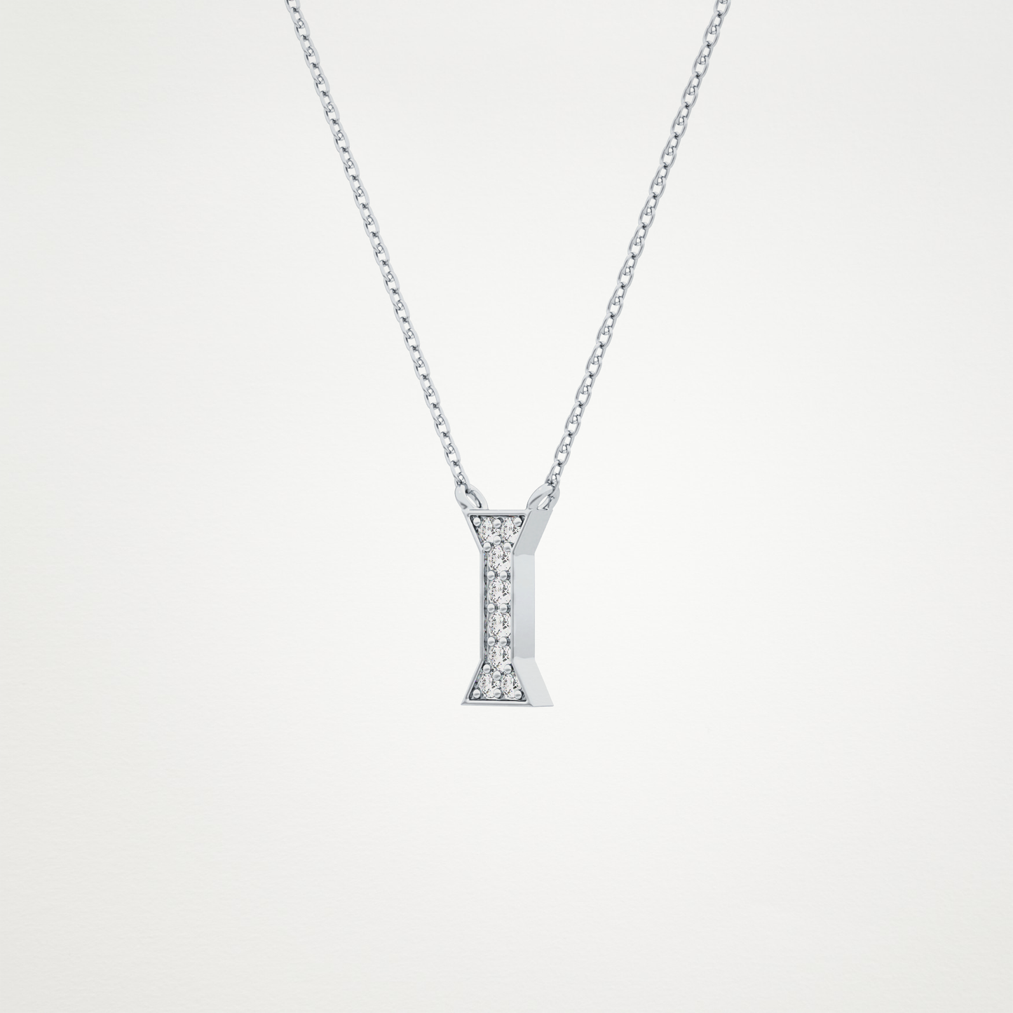 0.083 TCW Round Lab Grown Diamond I Initial Pendant Necklace