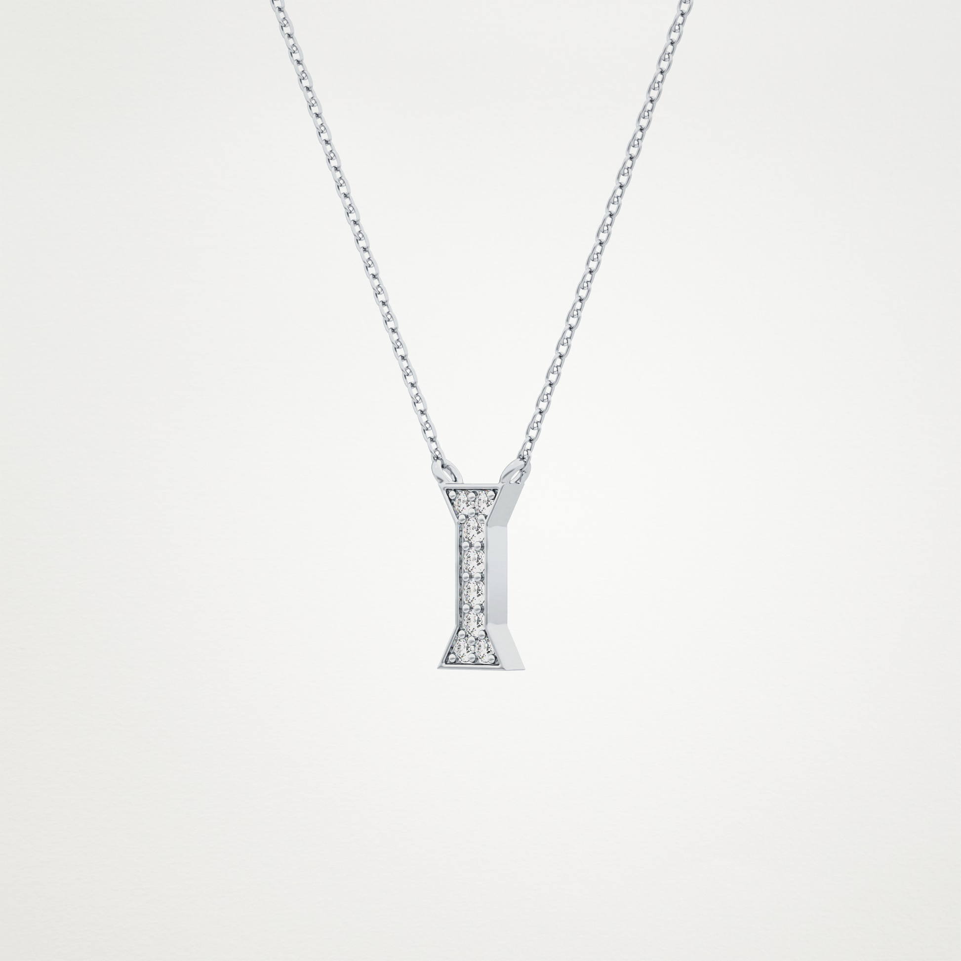 0.083 TCW Round Lab Grown Diamond I Initial Pendant Necklace