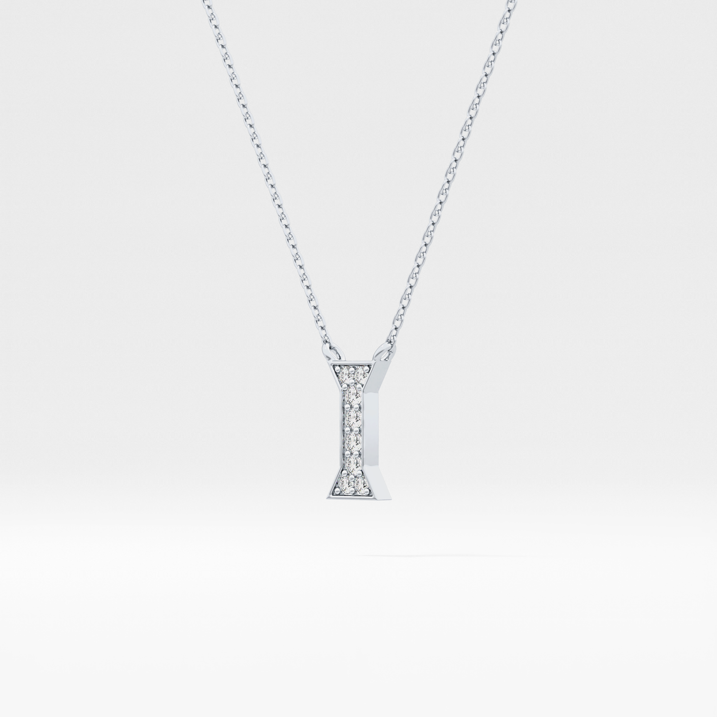 0.083 TCW Round Lab Grown Diamond I Initial Pendant Necklace