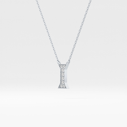 0.083 TCW Round Lab Grown Diamond I Initial Pendant Necklace