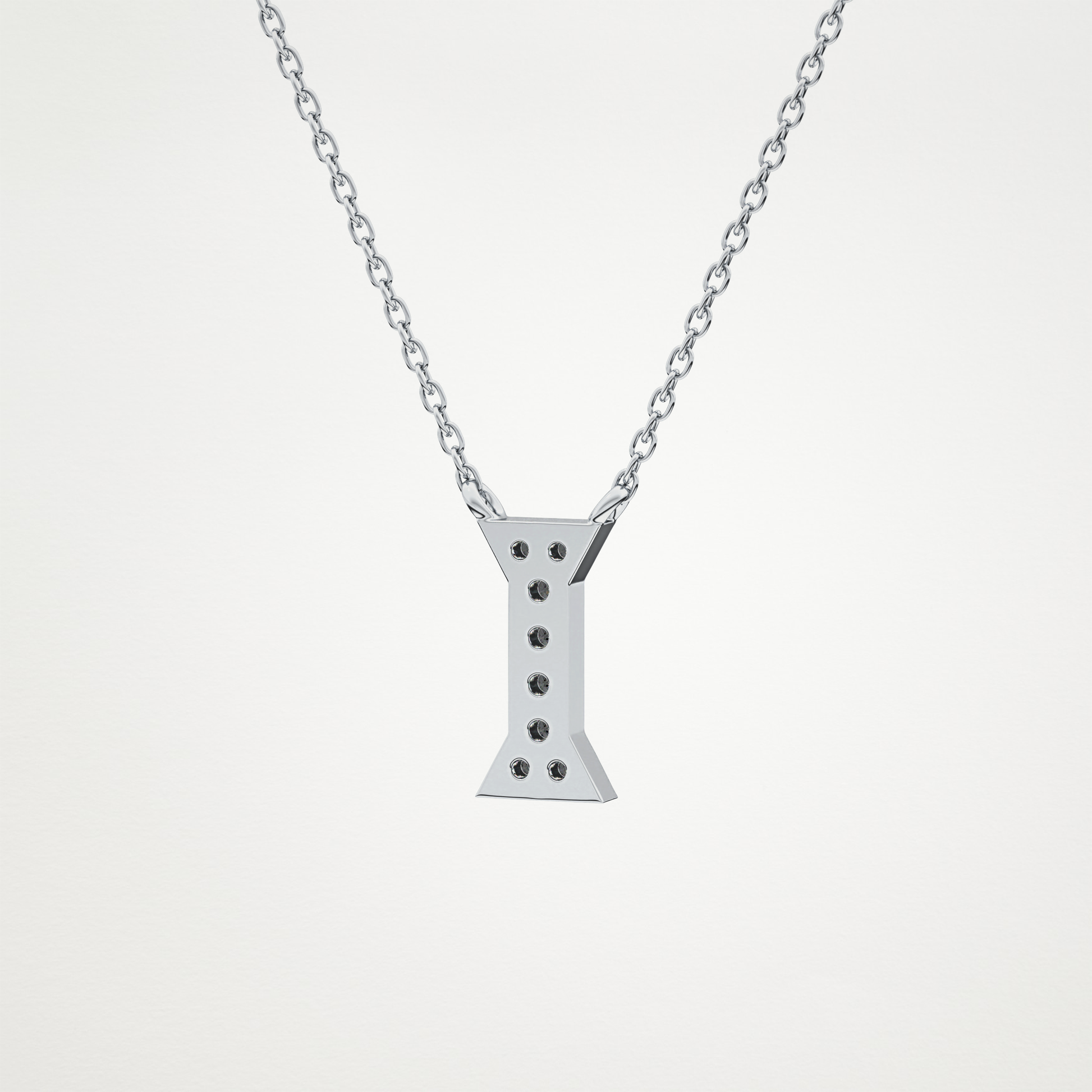 0.083 TCW Round Lab Grown Diamond I Initial Pendant Necklace