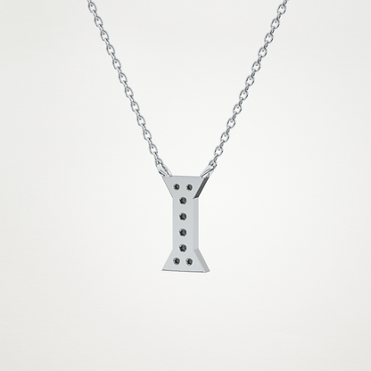 0.083 TCW Round Lab Grown Diamond I Initial Pendant Necklace