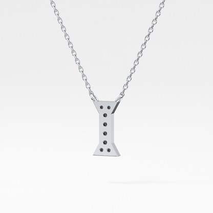 0.083 TCW Round Lab Grown Diamond I Initial Pendant Necklace