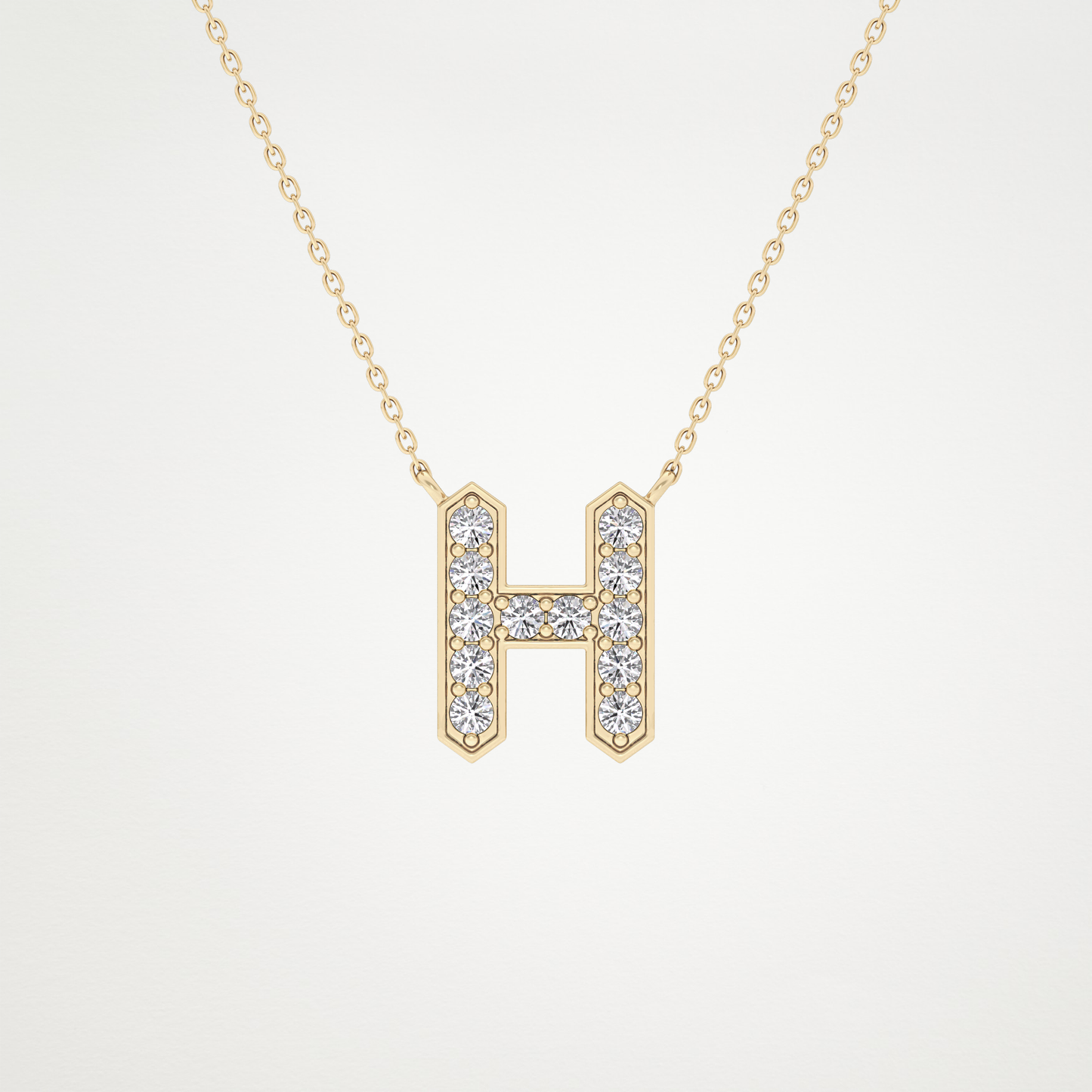 0.36 TCW Round Lab Grown Diamond H Initial Pendant Necklace