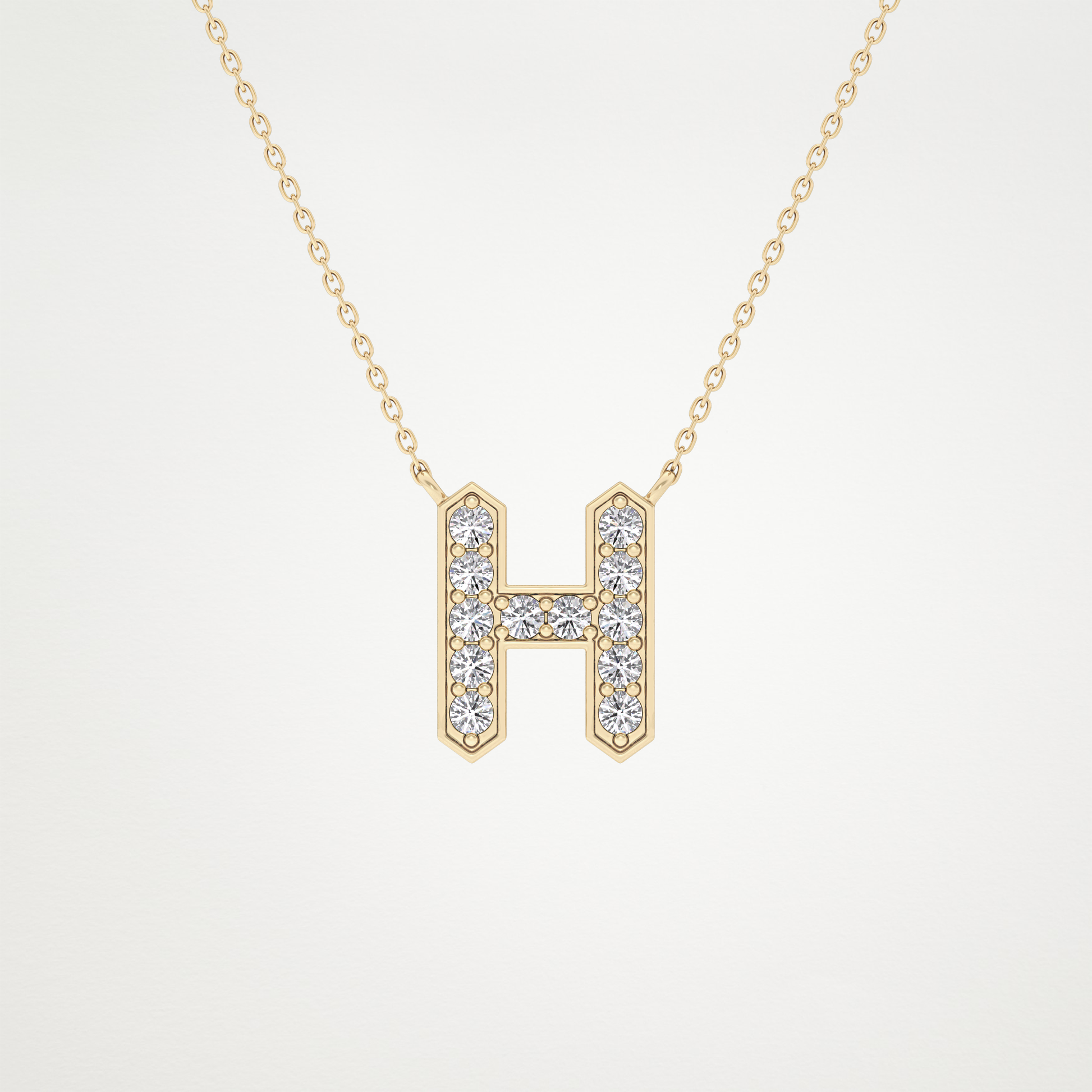 0.36 TCW Round Lab Grown Diamond H Initial Pendant Necklace