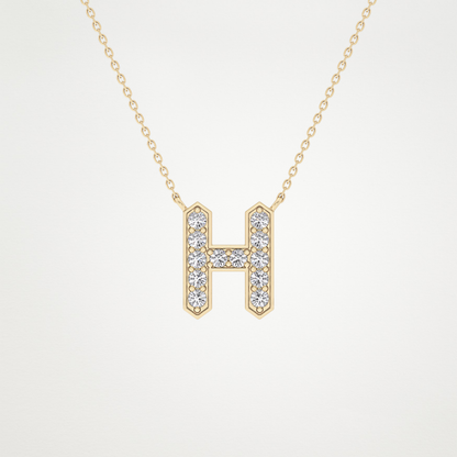 0.36 TCW Round Lab Grown Diamond H Initial Pendant Necklace