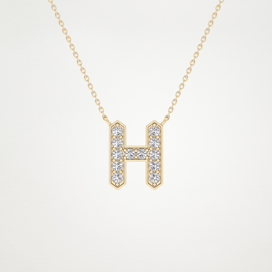 0.36 TCW Round Lab Grown Diamond H Initial Pendant Necklace