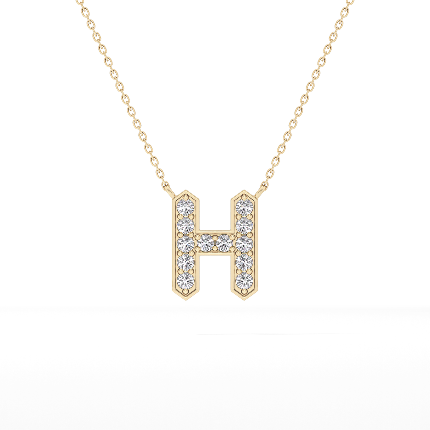 0.36 TCW Round Lab Grown Diamond H Initial Pendant Necklace