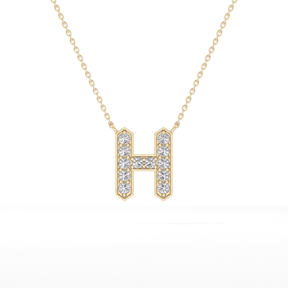 0.36 TCW Round Lab Grown Diamond H Initial Pendant Necklace
