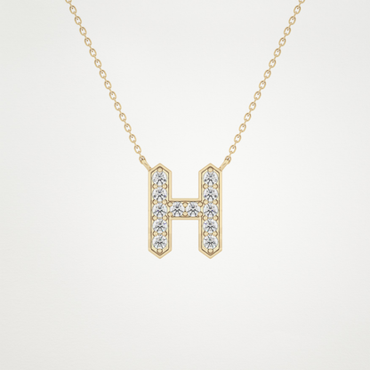 0.36 TCW Round Lab Grown Diamond H Initial Pendant Necklace