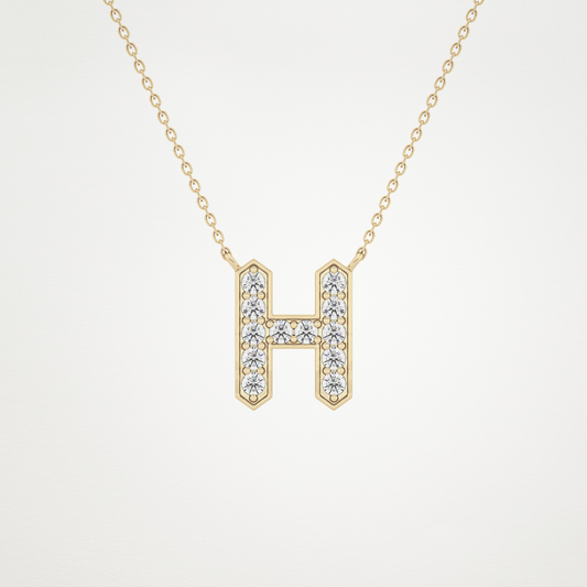 0.36 TCW Round Lab Grown Diamond H Initial Pendant Necklace