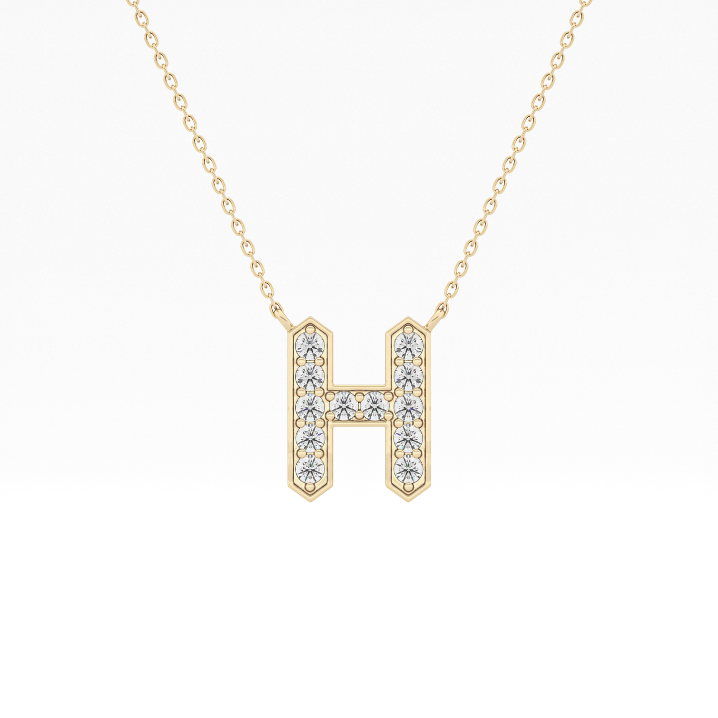 0.36 TCW Round Lab Grown Diamond H Initial Pendant Necklace