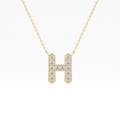 0.36 TCW Round Lab Grown Diamond H Initial Pendant Necklace