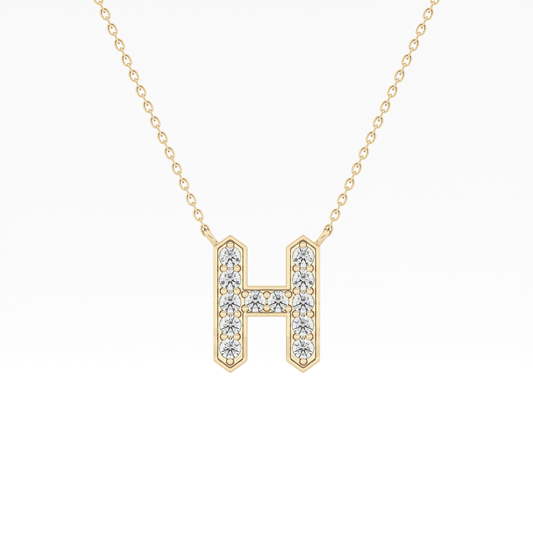 0.36 TCW Round Lab Grown Diamond H Initial Pendant Necklace