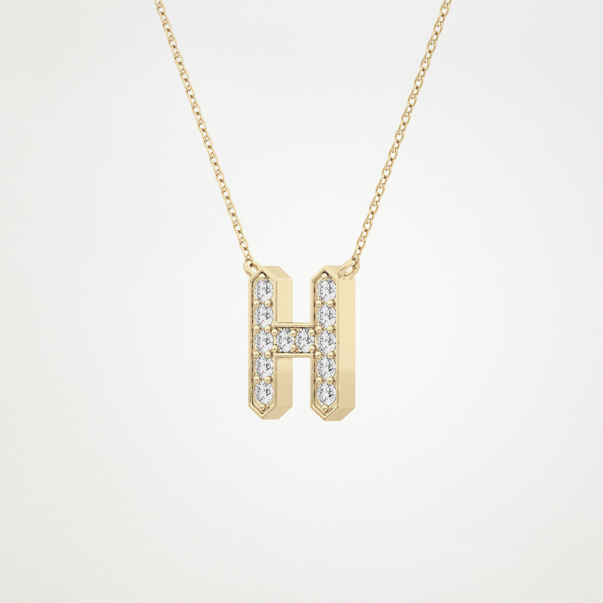 0.36 TCW Round Lab Grown Diamond H Initial Pendant Necklace