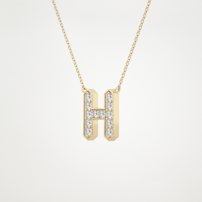0.36 TCW Round Lab Grown Diamond H Initial Pendant Necklace