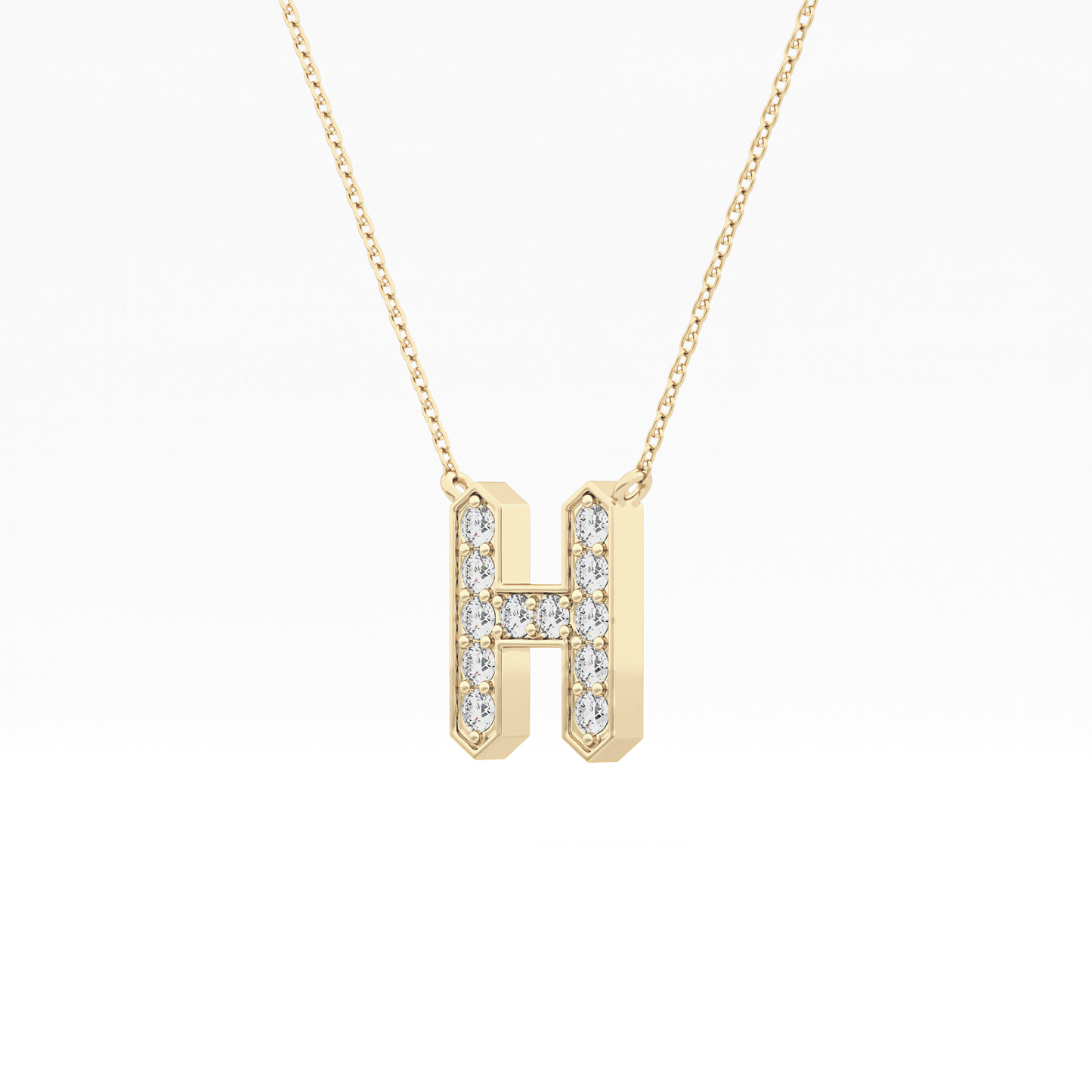 0.36 TCW Round Lab Grown Diamond H Initial Pendant Necklace