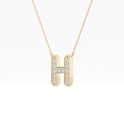 0.36 TCW Round Lab Grown Diamond H Initial Pendant Necklace