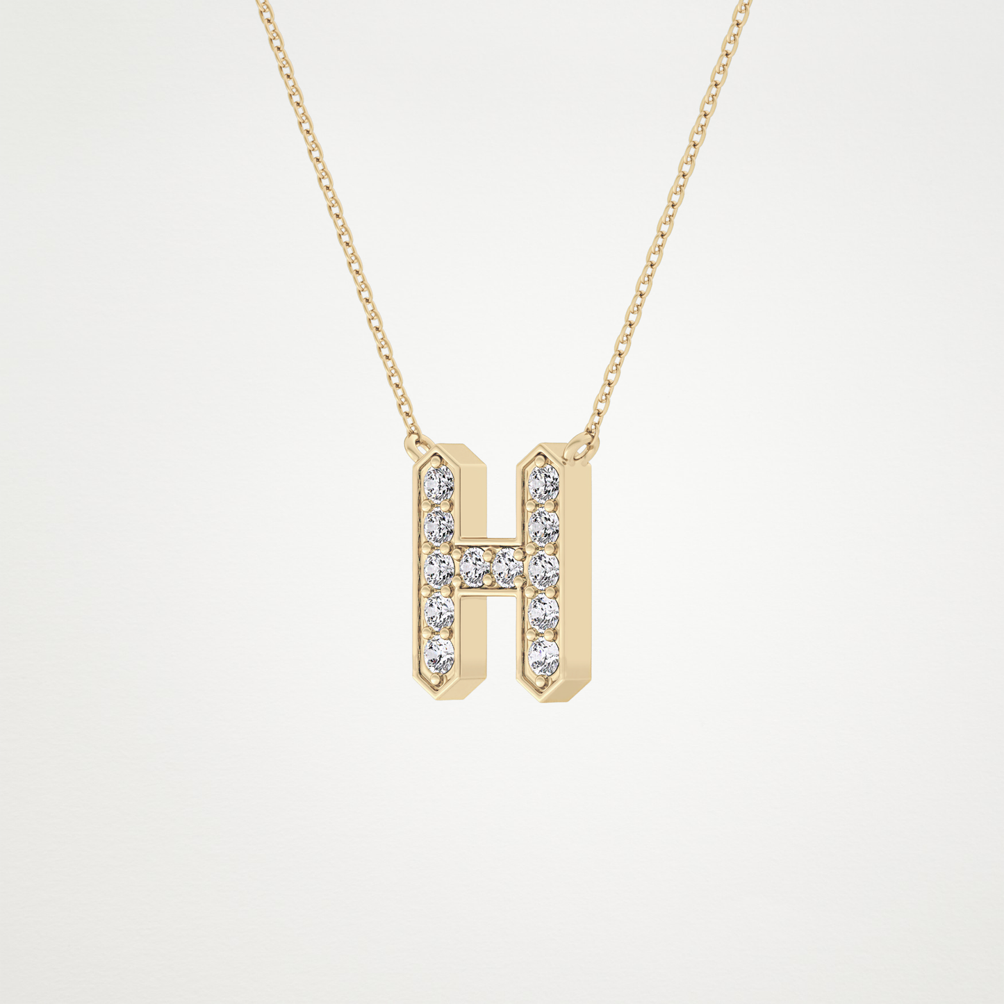 0.36 TCW Round Lab Grown Diamond H Initial Pendant Necklace