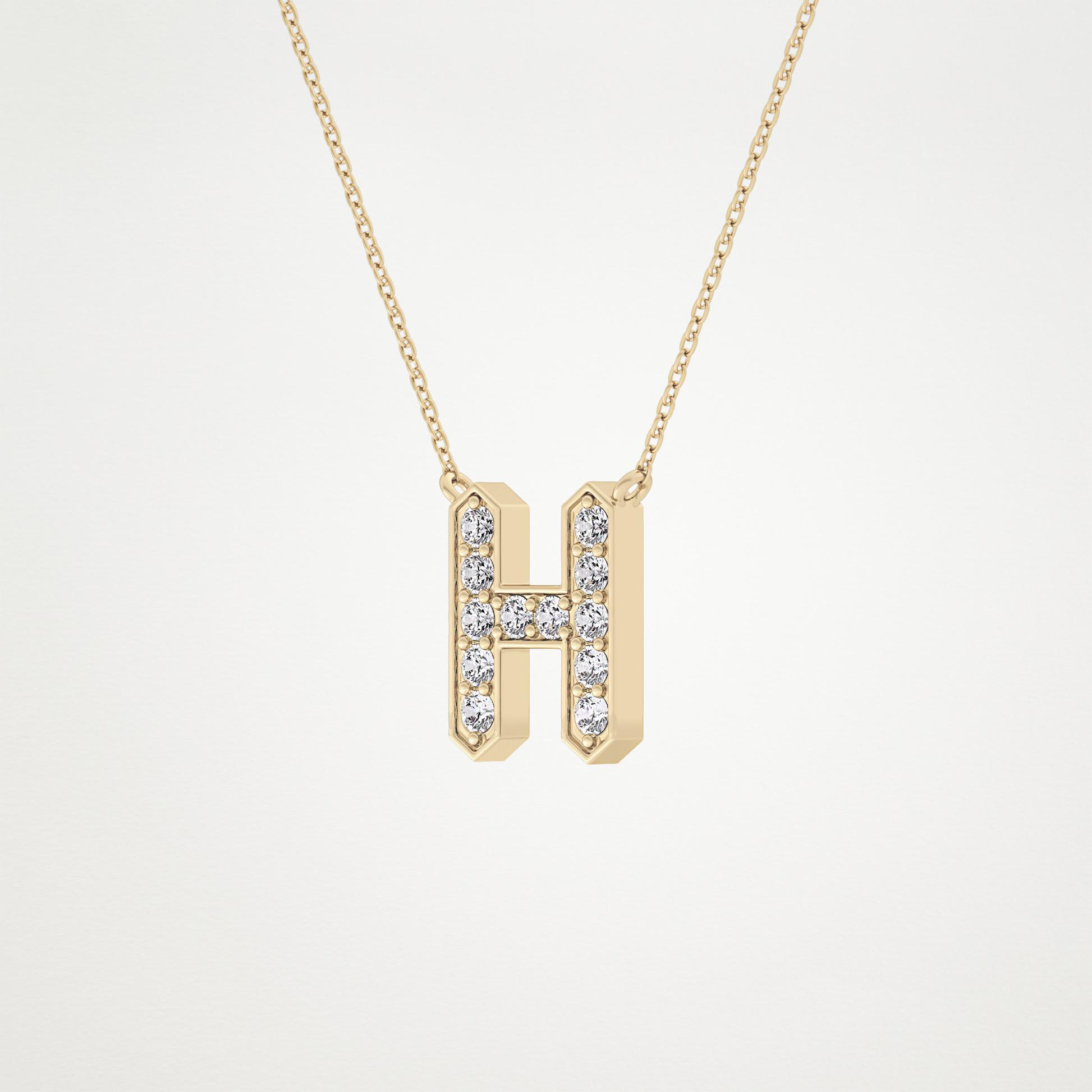 0.36 TCW Round Lab Grown Diamond H Initial Pendant Necklace