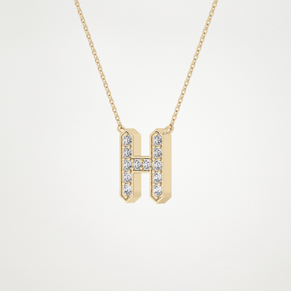 0.36 TCW Round Lab Grown Diamond H Initial Pendant Necklace