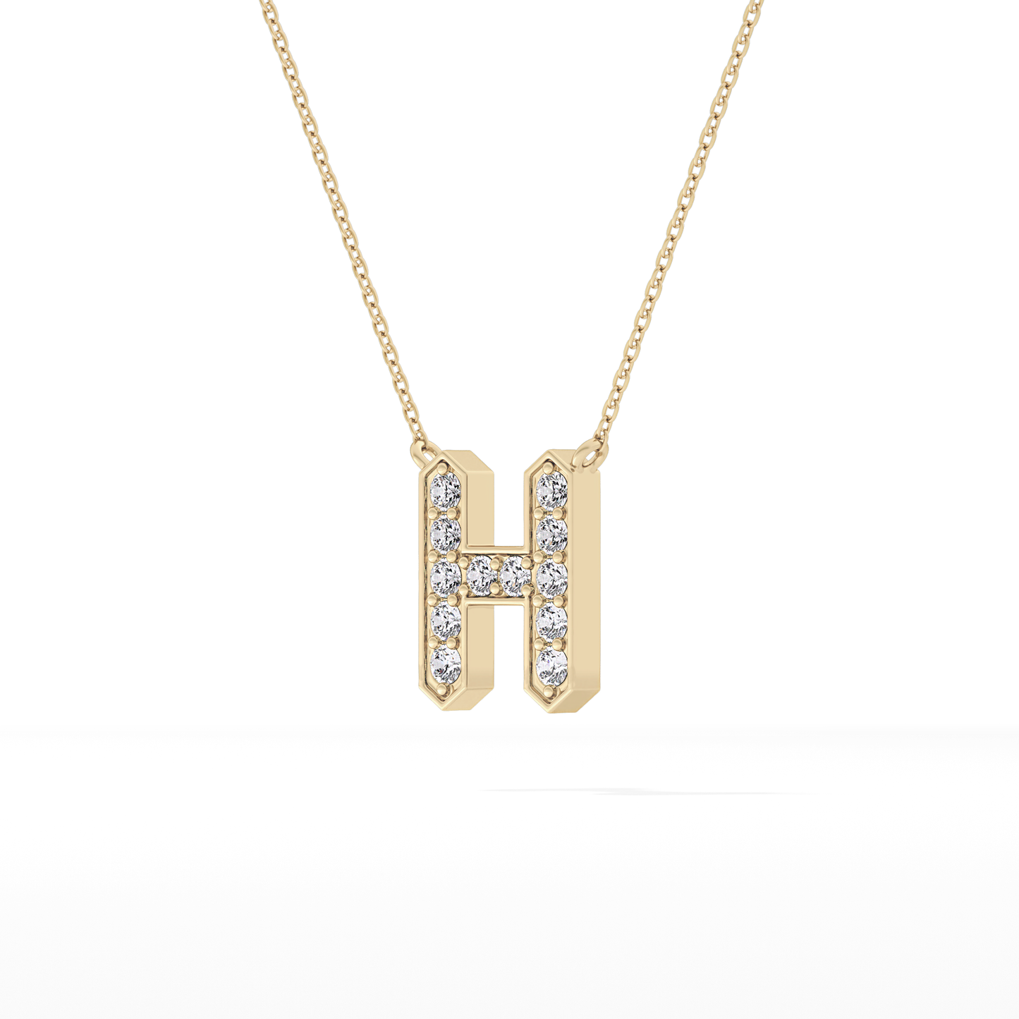0.36 TCW Round Lab Grown Diamond H Initial Pendant Necklace