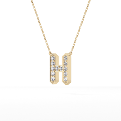 0.36 TCW Round Lab Grown Diamond H Initial Pendant Necklace