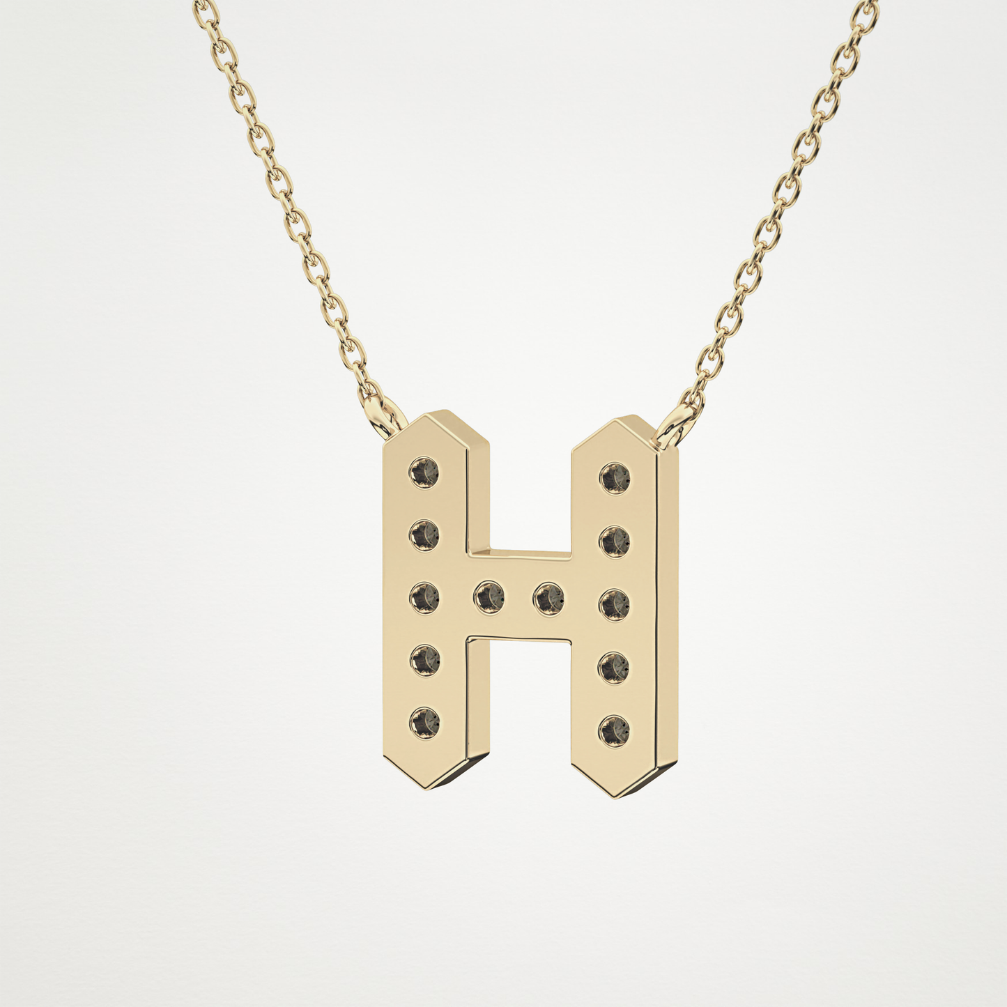0.36 TCW Round Lab Grown Diamond H Initial Pendant Necklace