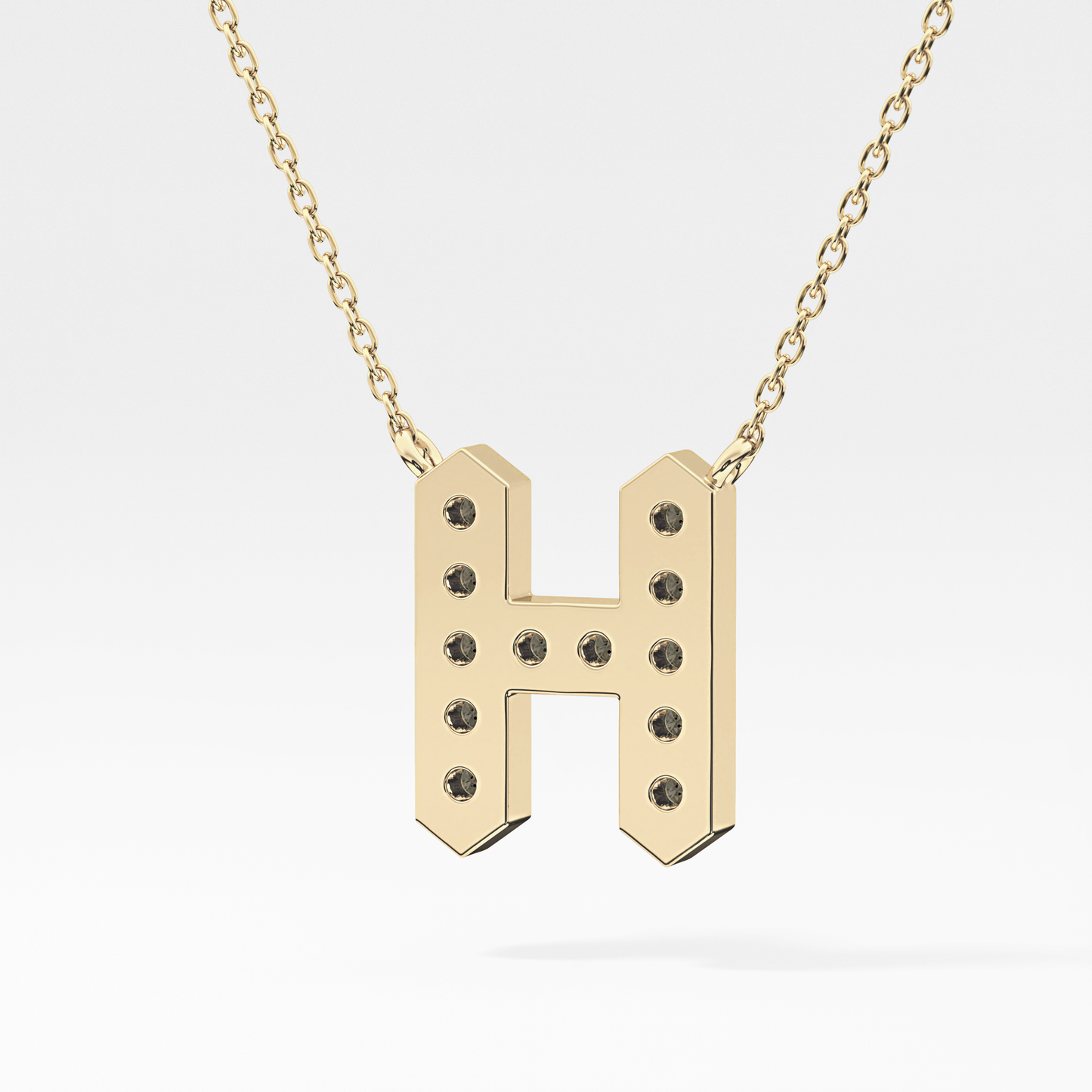 0.36 TCW Round Lab Grown Diamond H Initial Pendant Necklace