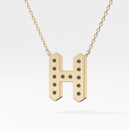0.36 TCW Round Lab Grown Diamond H Initial Pendant Necklace