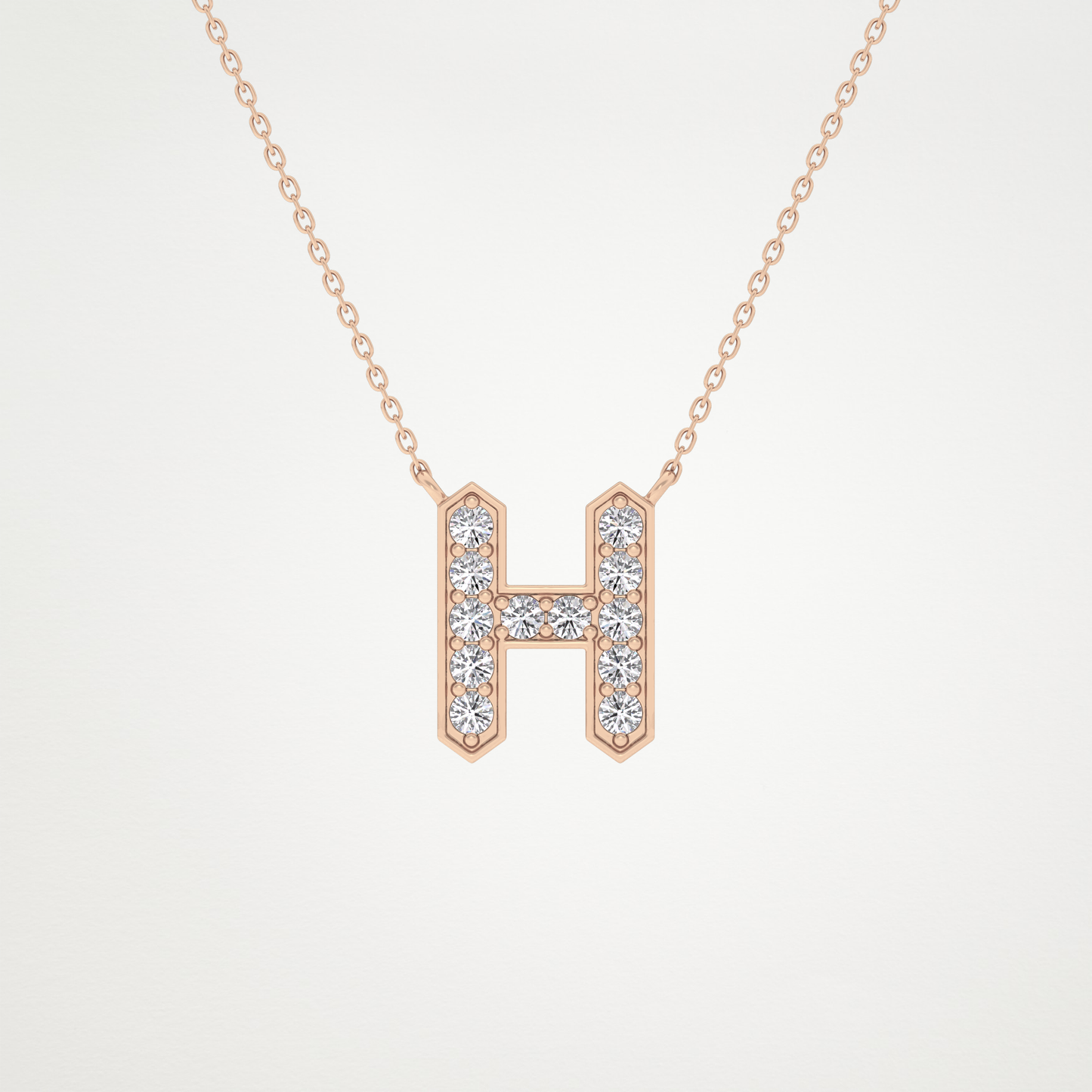 0.36 TCW Round Lab Grown Diamond H Initial Pendant Necklace